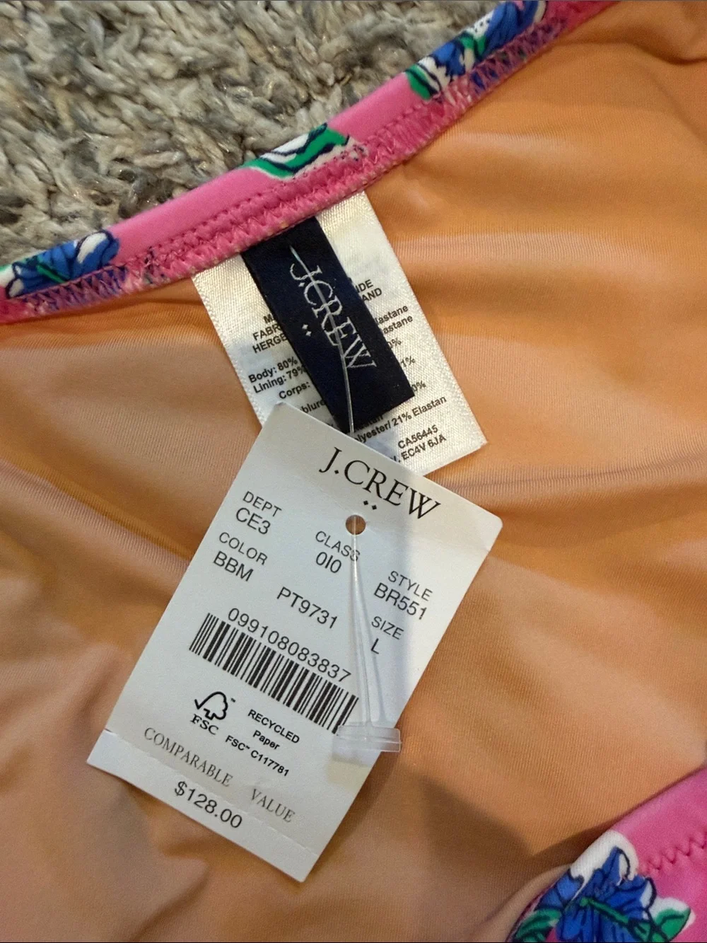 J. Crew One-Shoulder Pink Floral Print Swimsuit